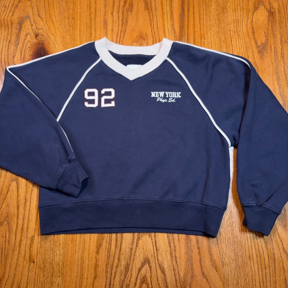 Abercrombie & Fitch Soft A&F Sweatshirt Womens L Blue Varsity New York Phys Ed